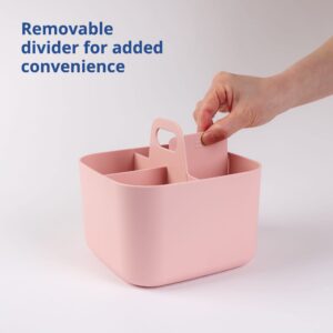 BLUE GINKGO Multipurpose Caddy Organizer - Stackable Plastic Caddy with Handle | Desk, Makeup, Dorm Caddy, Classroom Art Organizers (Made in Korea) - Pink