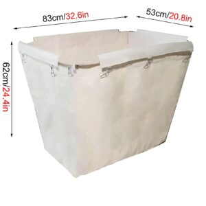 Replacement Laundry Cart Bag, Waterproof High Capacity Thickened Commercial Cloth Cleaning Cart Bag, 32.6x21.6x24.4 inches (Beige-Cone)