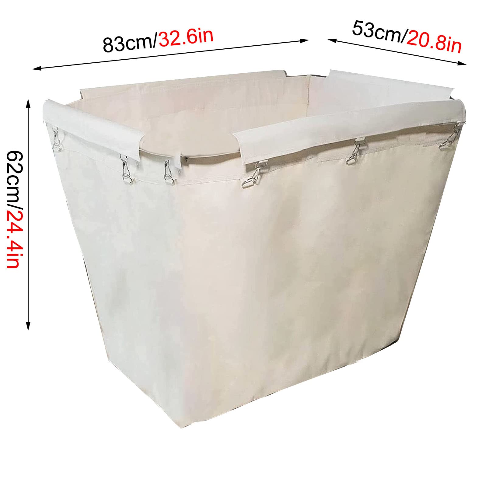 Replacement Laundry Cart Bag, Waterproof High Capacity Thickened Commercial Cloth Cleaning Cart Bag, 32.6x21.6x24.4 inches (Beige-Cone)