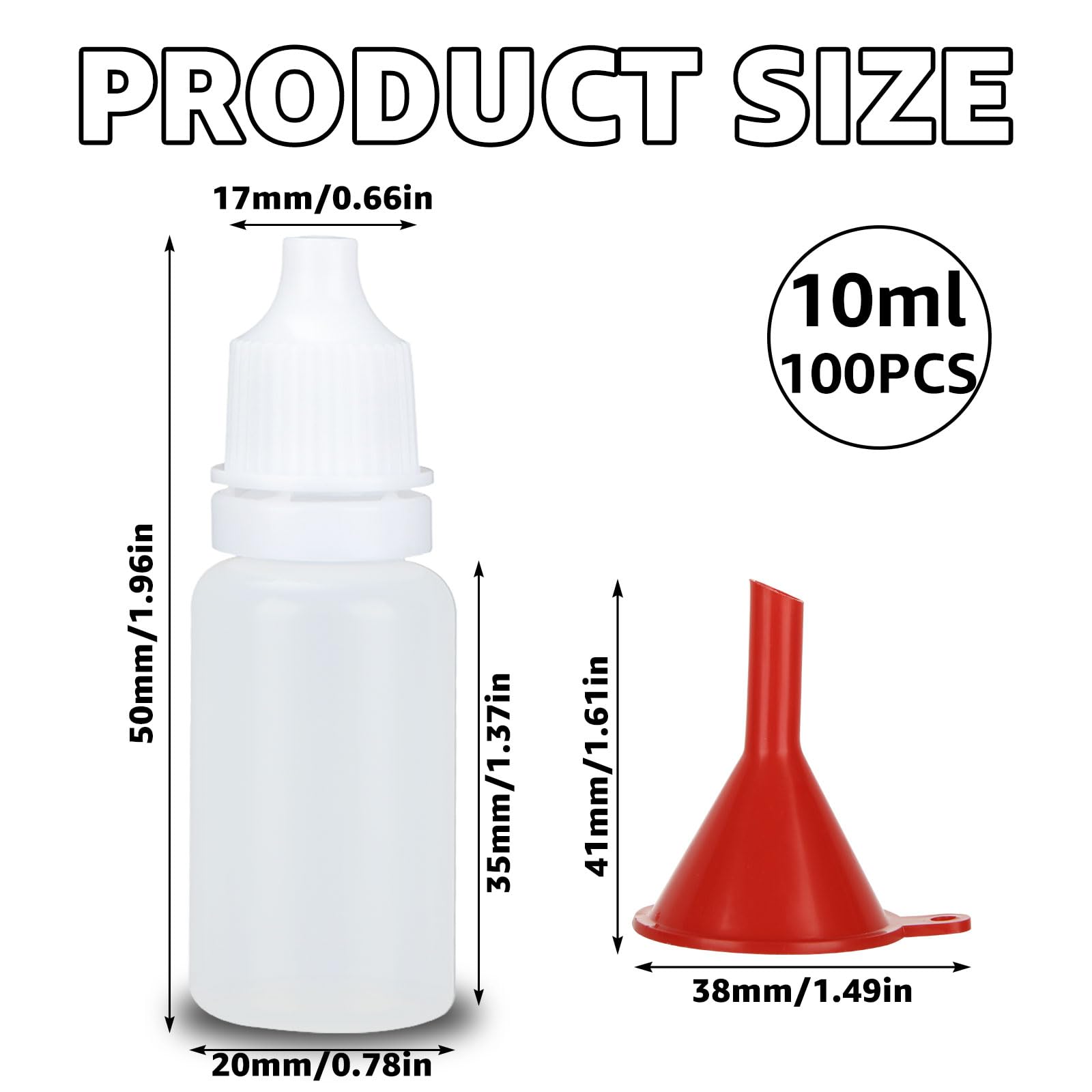 ABuff 100PCS Plastic Dropper Bottle 10ml Dropper Bottles White Empty Eye Dropper Bottle with Childproof Cap, Small LDPE Plastic Thin Tip Dropper Bottles, BPA Free