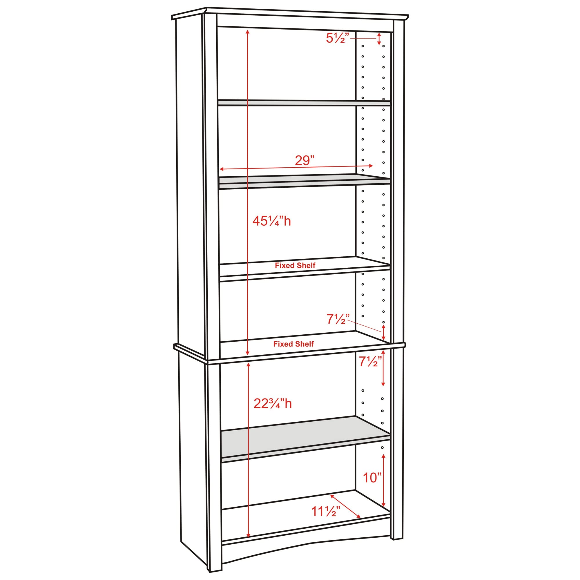 Prepac Sonoma Tall 6-Tier Bookcase 77"H with 3 Adjustable Shelves, White Storage Cabinet, Modern Display Cabinet, Bookshelf with Storage Shelves for Home Office, Living Room, Bedroom Organizer