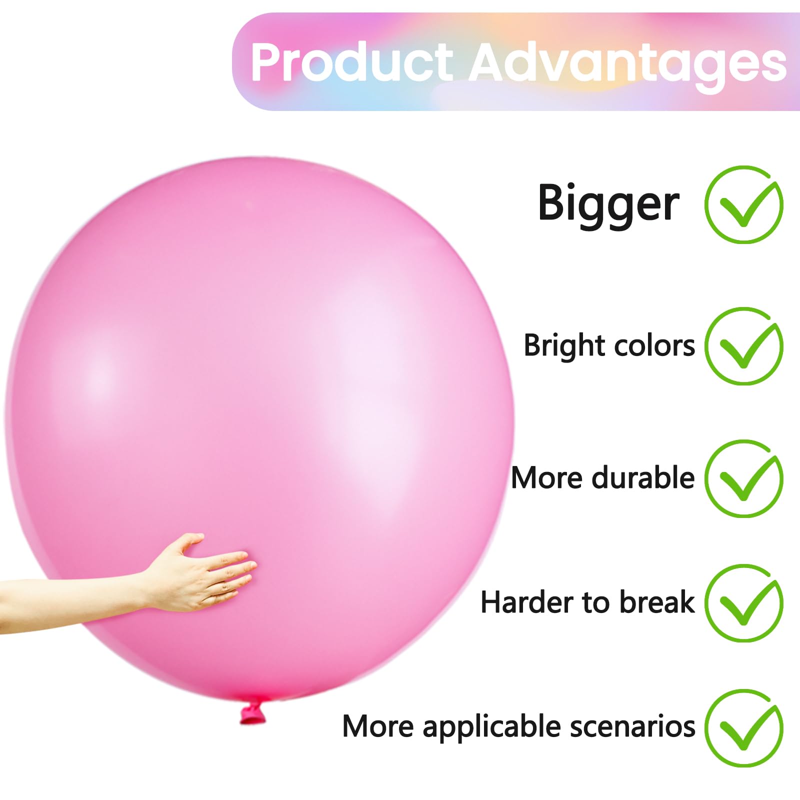 Green Giant Balloons, 8 Thicker 36 Inch Strong Latex Big Round Balloons for Photo Shoot Wedding Baby Shower Birthday Party Event Decoration