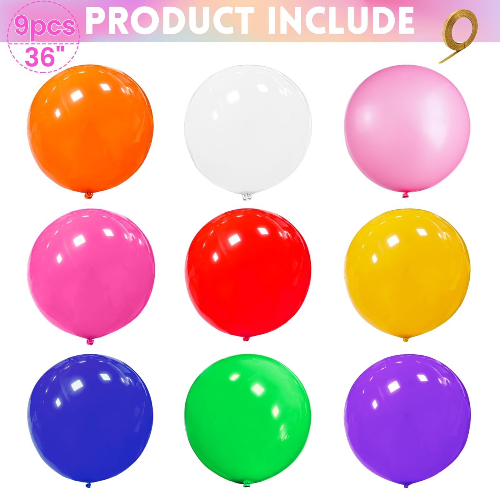 Green Giant Balloons, 8 Thicker 36 Inch Strong Latex Big Round Balloons for Photo Shoot Wedding Baby Shower Birthday Party Event Decoration