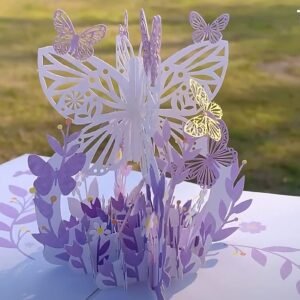 JRIQHOLD 3D Butterfly Flower Pop Up Cards, Set of 4 Greeting Cards, Mother’s Day/Birthday/Anniversary/Thinking of You/Valentine’s Day Card for Her/Wife/Women, with Envelope & Sealing Sticker