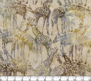 banyan batiks on the wild side giraffes, fabric by the yard (hazelwood)