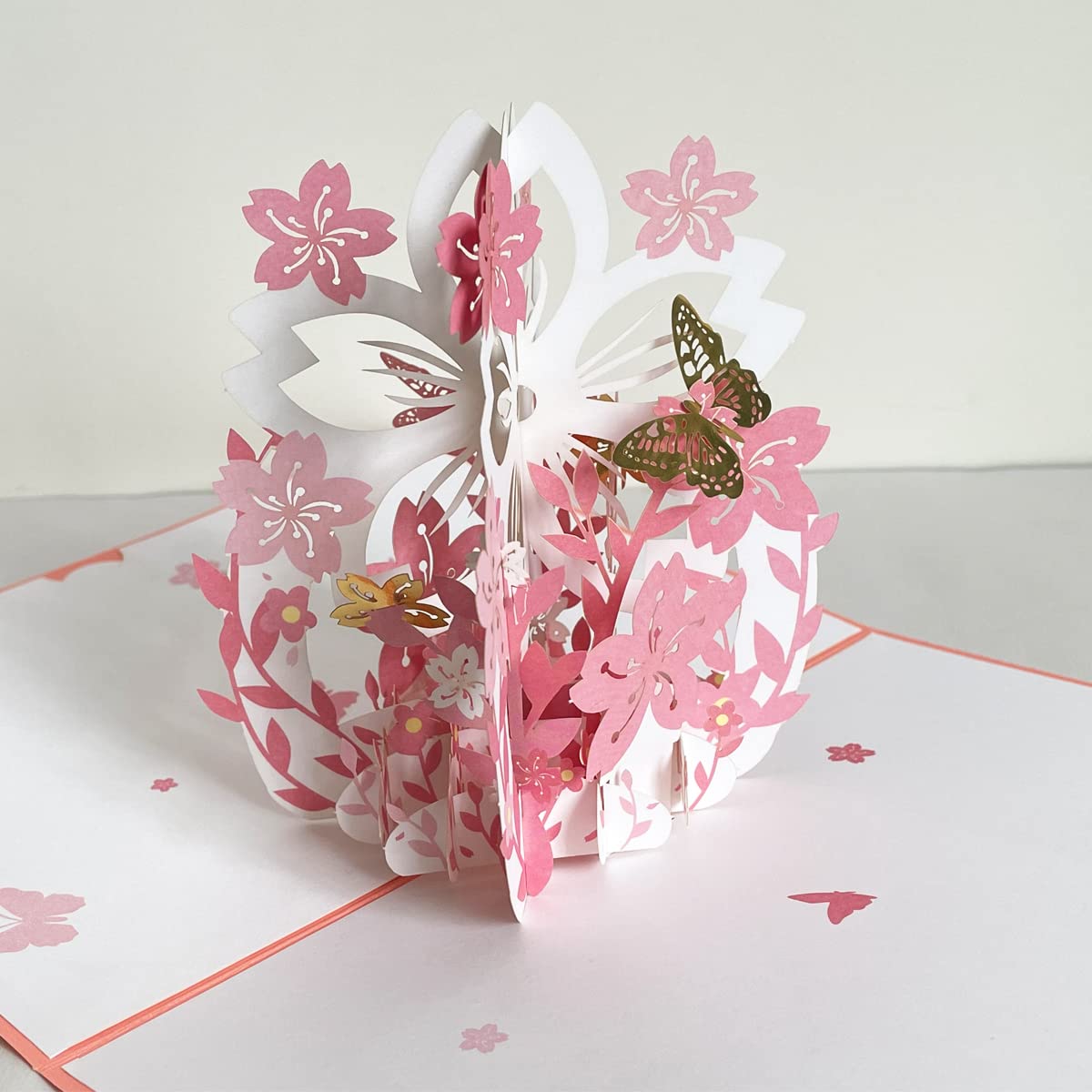 JRIQHOLD 3D Butterfly Flower Pop Up Cards, Set of 4 Greeting Cards, Mother’s Day/Birthday/Anniversary/Thinking of You/Valentine’s Day Card for Her/Wife/Women, with Envelope & Sealing Sticker