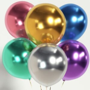 metallic balloons 18 inch 12 pcs multicolor chrome balloons large latex party balloons for birthday graduation party decorations