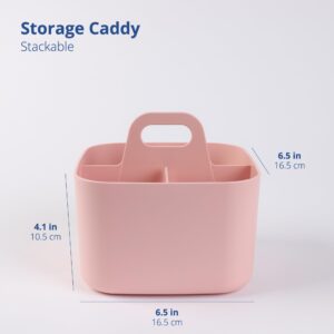 BLUE GINKGO Multipurpose Caddy Organizer - Stackable Plastic Caddy with Handle | Desk, Makeup, Dorm Caddy, Classroom Art Organizers (Made in Korea) - Pink