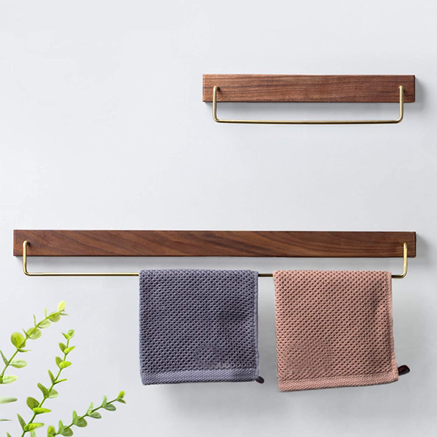 MRXFN Towel Rack Black Walnut Wood Towel Rack, for Bedroom Wooden Towel Hold Wall Mounted Retro Towel Bar Towel Holder (Size : 30cm)