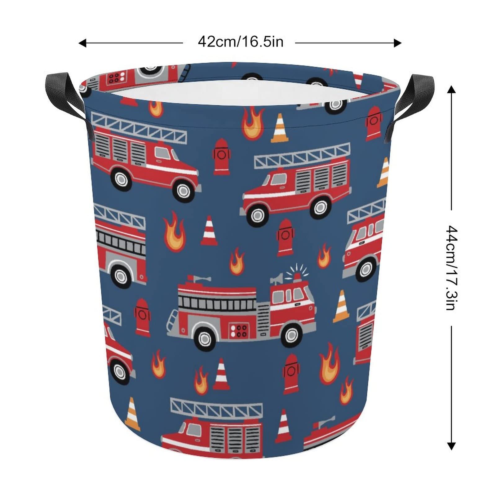 Red Fire Trucks Laundry Hamper Basket Bags Collapsible Waterproof Clothes Bag Washing Bin with Handles Easy Storage for Bedroom Dorm Bathroom And Living Room,Toy Organizer