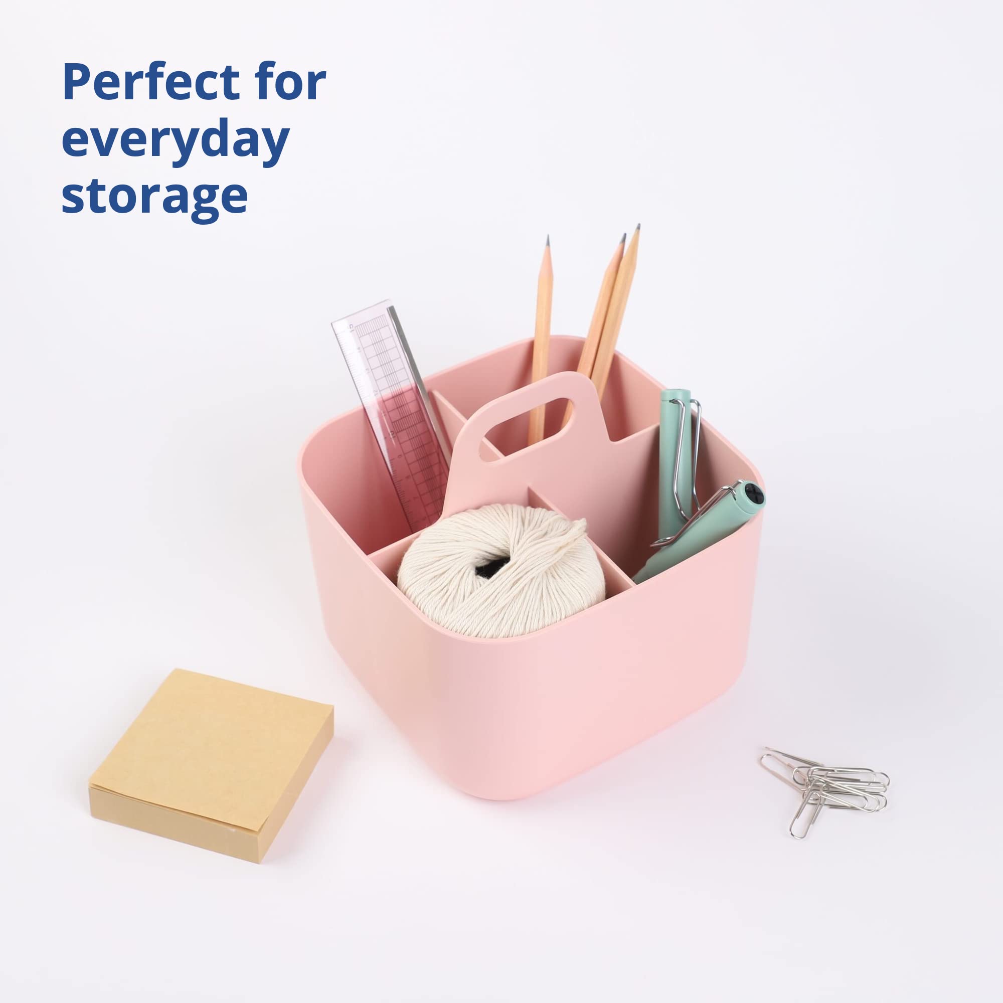 BLUE GINKGO Multipurpose Caddy Organizer - Stackable Plastic Caddy with Handle | Desk, Makeup, Dorm Caddy, Classroom Art Organizers (Made in Korea) - Pink