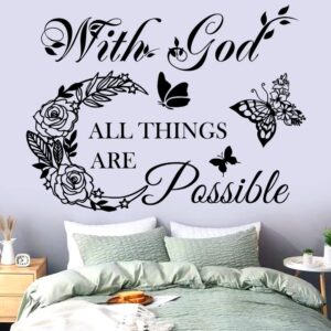 Inspirational Wall Decals with God Things are Possible Vinyl Wall Sticker Peel and Stick Quote Bible Sticker Christian Wall Decor Wall Art Stickers for Home Walls Living Room Bedroom Decoration.