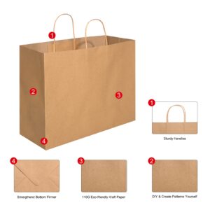 Brothersbox Small Brown Kraft Paper Bags with Handles 100PCS - 5.25*3.25*8 Inch Bags for Birthday Party Grocery Retail Shopping Business