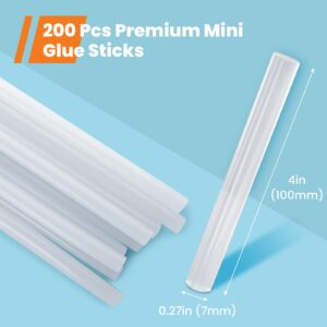 Mini Glue Gun Sticks, GoGonova 200 Pcs Clear Mini Glue Sticks, 0.27" Diameter and 4" Long Hot Melt Glue Sticks - Compatible with Most Mini Glue Guns