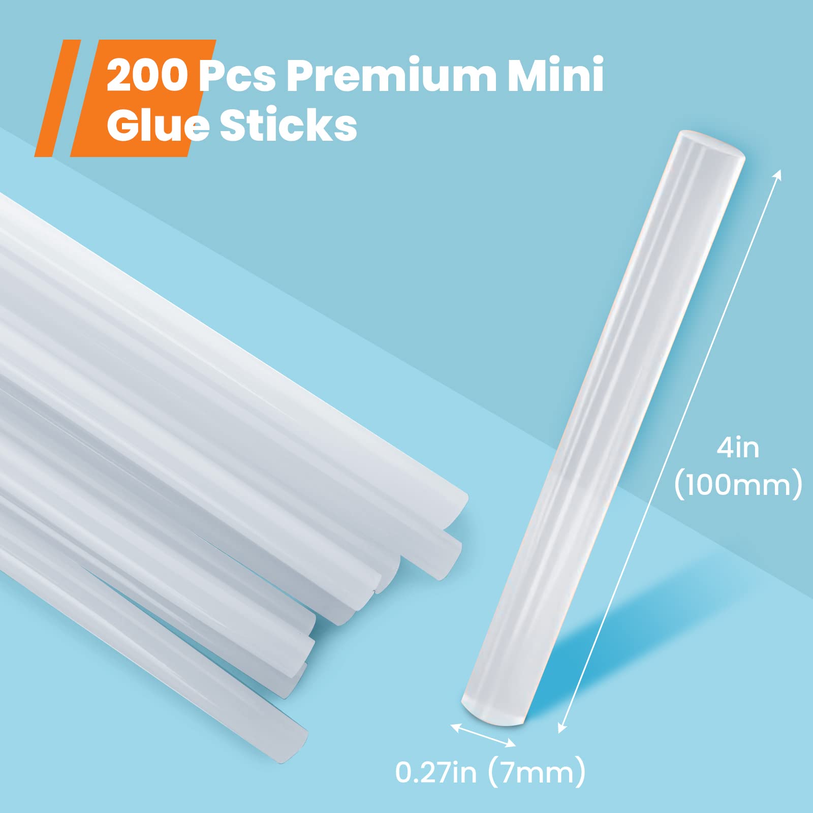 Mini Glue Gun Sticks, GoGonova 200 Pcs Clear Mini Glue Sticks, 0.27" Diameter and 4" Long Hot Melt Glue Sticks - Compatible with Most Mini Glue Guns