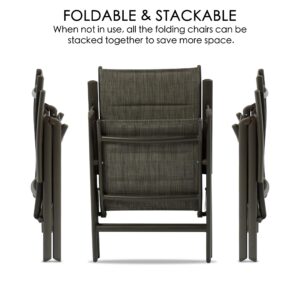 Kozyard Coolmen 2-Pack Outdoor Patio Dining Chair Set - Breathable Textilene Padded, Foldable Deck Chairs for Outdoor Patio (Gray)