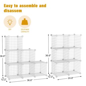 BASTUO Wire Cube Storage, Multipurpose Metal Cube Storage Organizer, Square Wire Storage Cubes (6 Cubes, White)