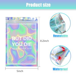 Fcuadro Hangover Kit Bags 20Pcs DID You DIE Holographic Hang Over Recovery Bags Bachelorette Party Supplies Gift Bags for Bach Party Favors 5X7" (DID You DIE)