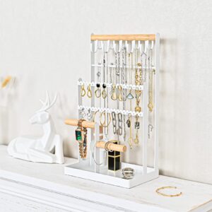 ProCase Jewelry Organizer Stand Necklace Organizer Earring Holder, 6 Tier Jewelry Stand Necklace Holder with 15 Hooks, Jewelry Tower Display Rack Storage Tree for Bracelets Earrings Rings -White