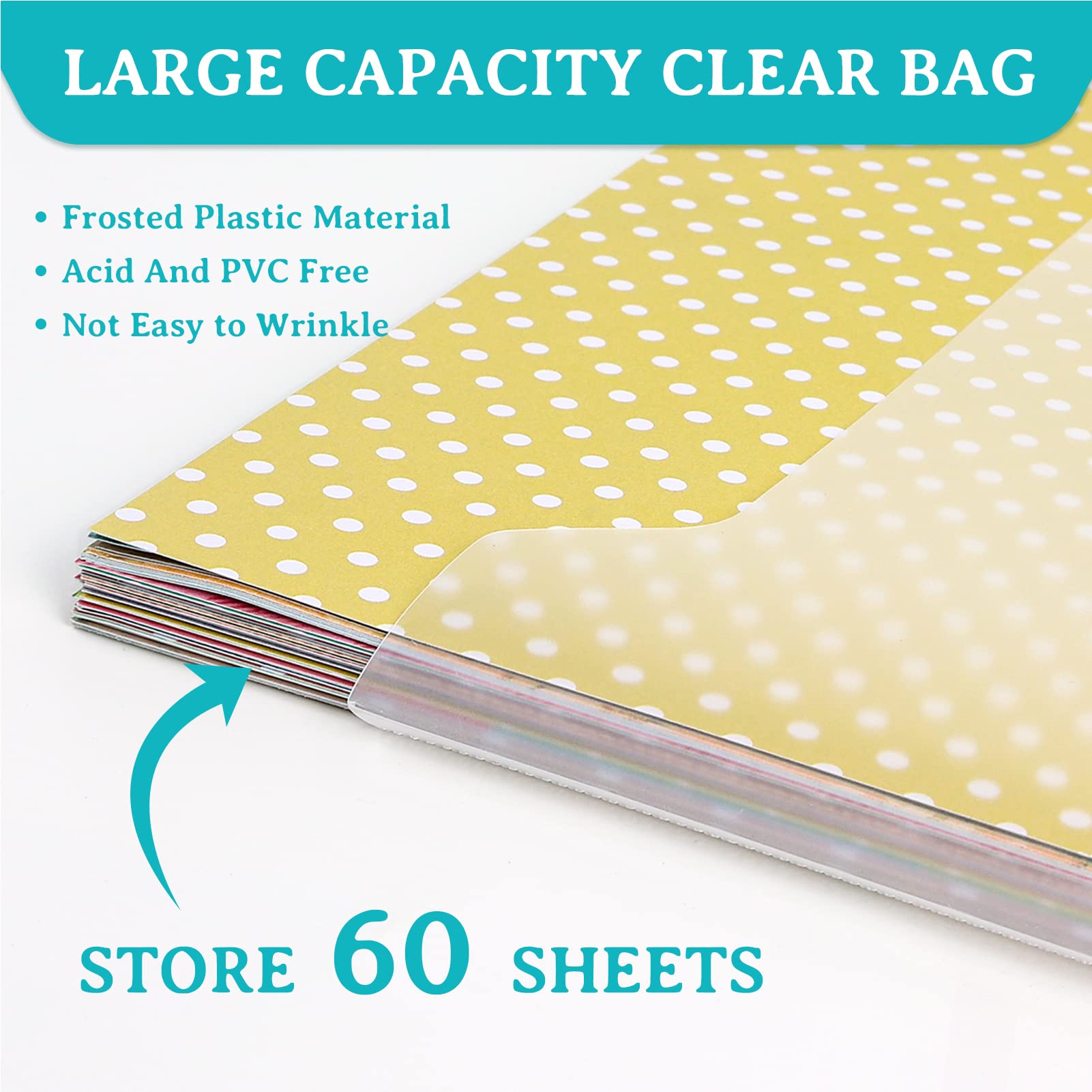 Caydo 36PCS Scrapbook Paper Storage Organizer 12 x 12 Inch Clear Scrapbook Paper Organizer with 100PCS Sticky Index Tabs Holds Scrapbook Paper, Cardstock, Vinyl Paper