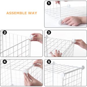 BASTUO Wire Cube Storage, Multipurpose Metal Cube Storage Organizer, Square Wire Storage Cubes (6 Cubes, White)