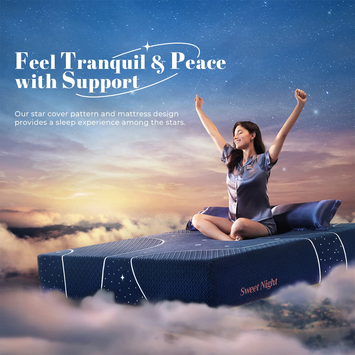 Sweetnight Full Mattress, 12 Inch Hybrid Full Size Mattress in a Box, Gel Memory Foam and Individual Pocket Spring for Motion Isolation, Starry Night Blue