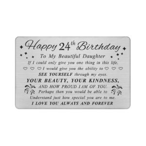 degasken daughter 24th birthday card - birthday gifts for sweet 24 year old daughter - personalized engraved wallet card