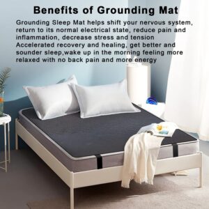 Grounding Mat, Grounding Sleep Mat Grounding Mat for Bed, 100% Conductive Carbon Leatherette Therapy mat with Cord, Grounding Sleep Mat for Earth Relieve Pain (54-71 inch)