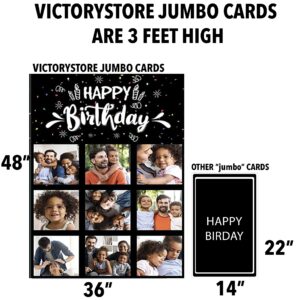 VictoryStore Jumbo Custom Happy Birthday Greeting Card, 9 Photos, 3x4 ft, Corrugated Plastic, Personalized Inside Text, Includes Envelope