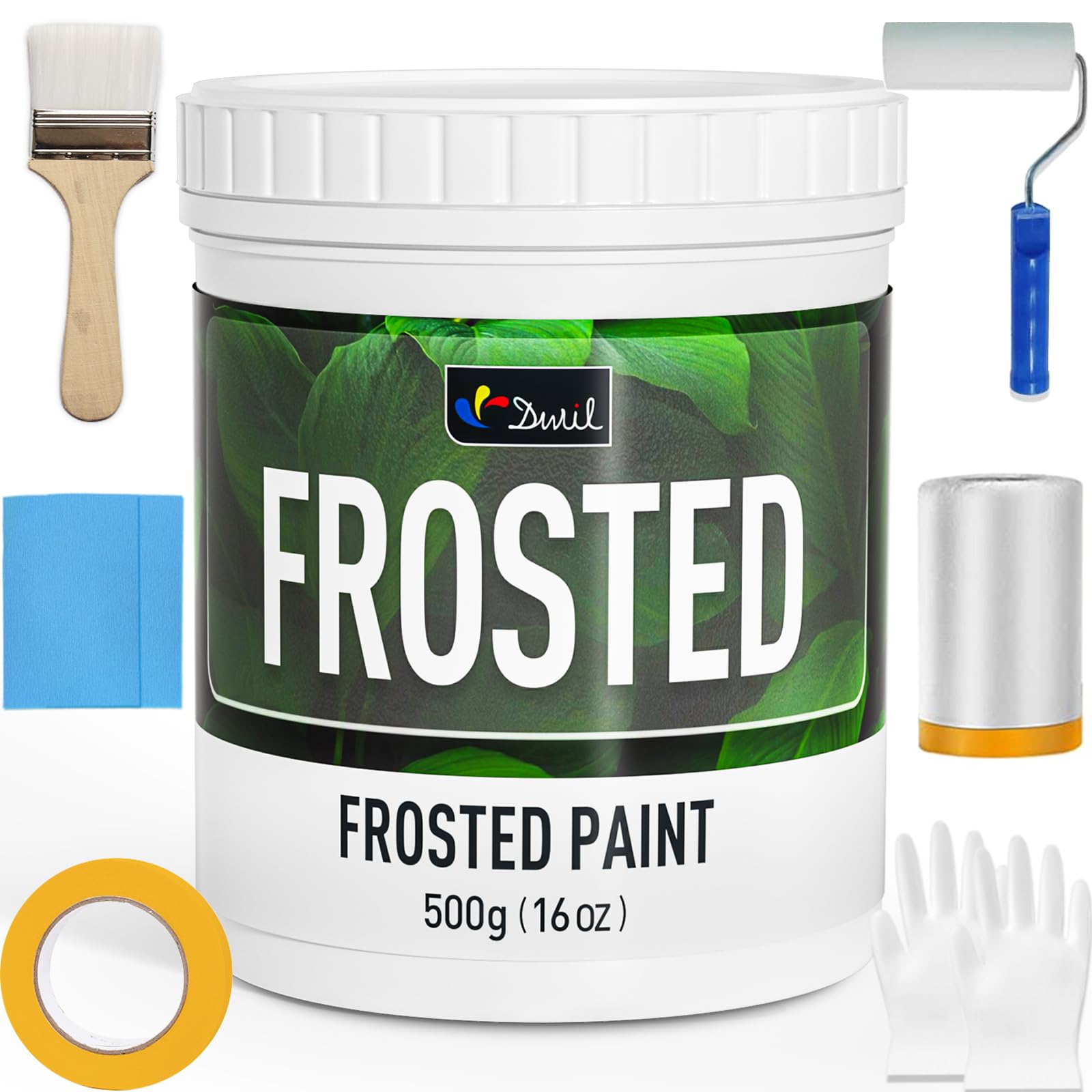 DWIL Frosted Glass Paint for Window - Window Privacy Paint, Waterproof & UV Resistant, Frosted Glass Spray, for Glass Surface in Bathroom, Kitchen, Room, Sliding Door, 16oz (with tools)