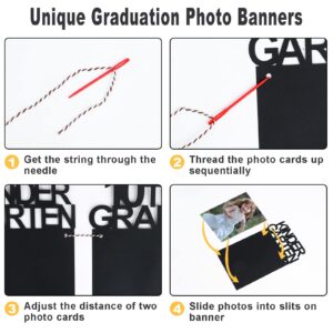 FOIMAS 2pcs Graduation Photo Banner,5x7 Inch Congrats Grad Photo Banner Kindergarten to 12th Grade Picture Hanging Garland for 2024 Graduation Party Supplies