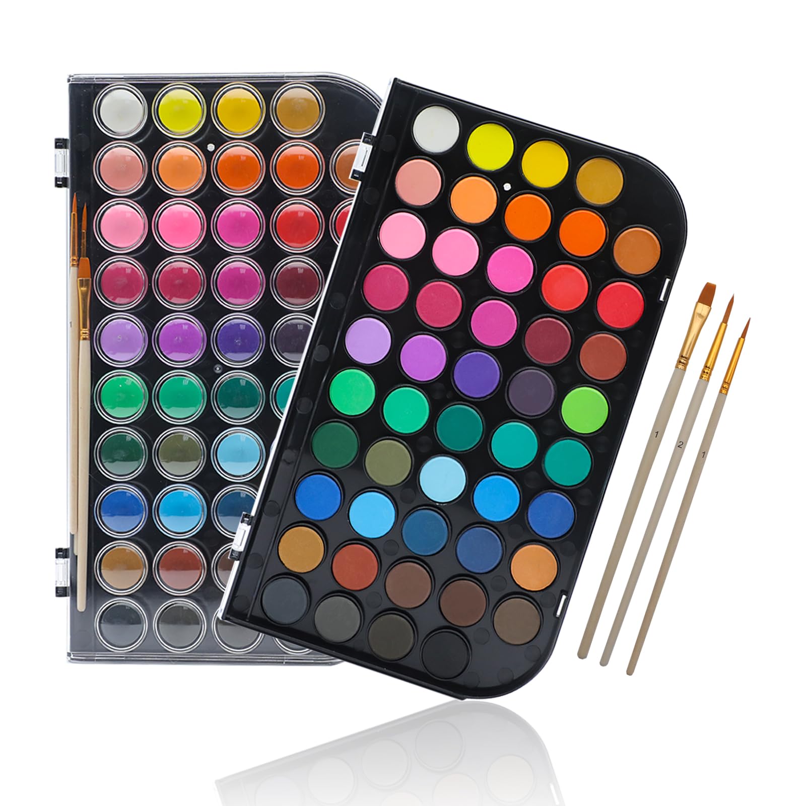 Artecho 48 Colors Watercolor Paint Set with 3 Brushes, Washable, Travel Design, Perfect for Card Making, Illustrations, Painting, Calligraphy