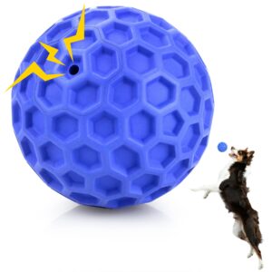 dissknic indestructible squeaky dog ball, relieves anxiety, cleans teeth, interactive chew toy for aggressive chewers, dog toy for large breeds, outdoor waterproof