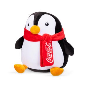 Coca-Cola 9" Penguin with Scarf Snowball Plushies, Soft, Squishy Stuffed Animal, Great Gift for Boy, Girl, Kids & Toddlers for Christmas & Birthdays, Cuddle Pillow, Dorm Bed Décor