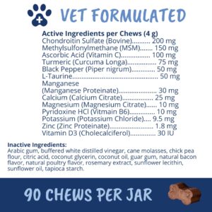 Under The Weather Pet Disc & Spine Health Chews for Dog | Vet Formulated Dog Chews Spinal Disc Support Supplement | Great for Dachshunds & Long Back Breeds with IVDD, Back & Joint Arthritis