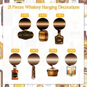 WEEPA 21 Pcs Whiskey Birthday Party Decorations for Men Aged to Perfection Party Supplies Whiskey Party Hanging Swirls Beer Themed Party Decorations for 30th 40th 50th Birthday Decorations