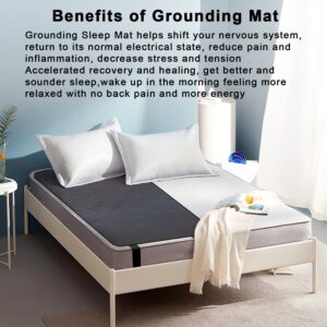 Grounding Mat, Grounding Sleep Mat Grounding Mat for Bed, 100% Conductive Carbon Leatherette Therapy mat with Cord, Grounding Sleep Mat for Earth Relieve Pain (27-71 inch)