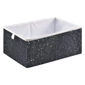 qugrl black metallic sparkle storage bins organizer glitter space shiny foldable clothes storage basket box for shelves closet cabinet office dorm bedroom 15.75 x 10.63 x 6.96 in