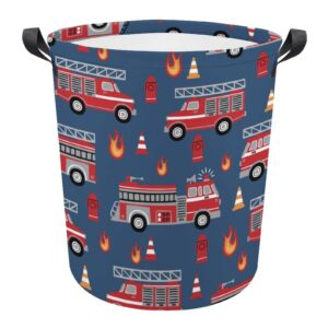 red fire trucks laundry hamper basket bags collapsible waterproof clothes bag washing bin with handles easy storage for bedroom dorm bathroom and living room,toy organizer