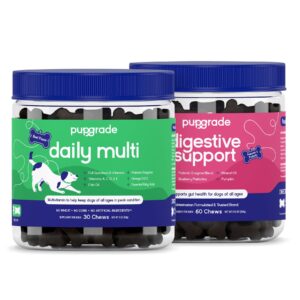 pupgrade 2-pack daily multivitamin & digestive support supplement for dogs - all-in-one formula for digestive, immune system, skin & coat health- with probiotics, prebiotics, enzymes - made in usa - 9