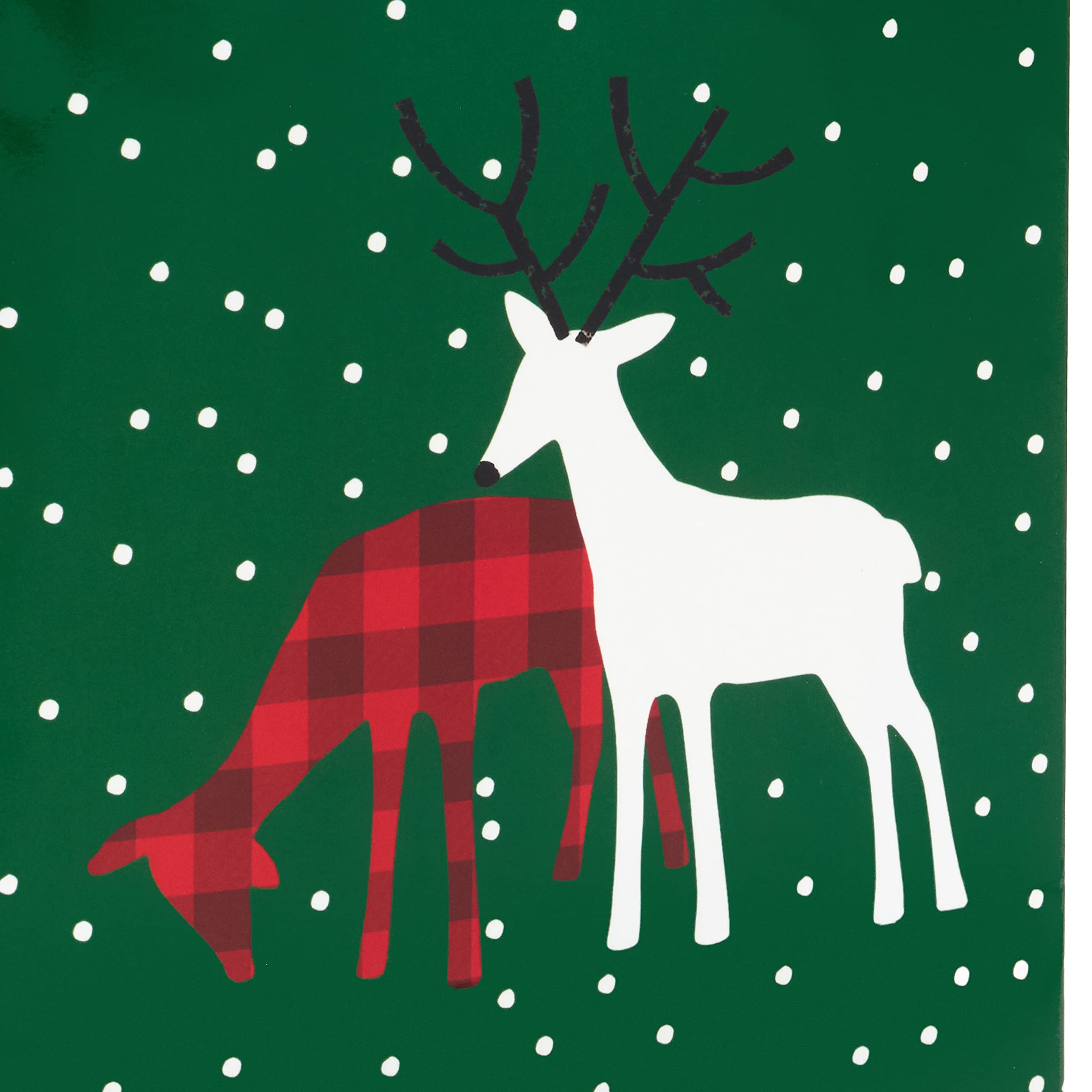 Hallmark Image Arts 8" Medium Christmas Gift Bags (8 Red and Green Bags: Plaid, Snowflake, Joy, Deer) for Teachers, Coworkers, Family