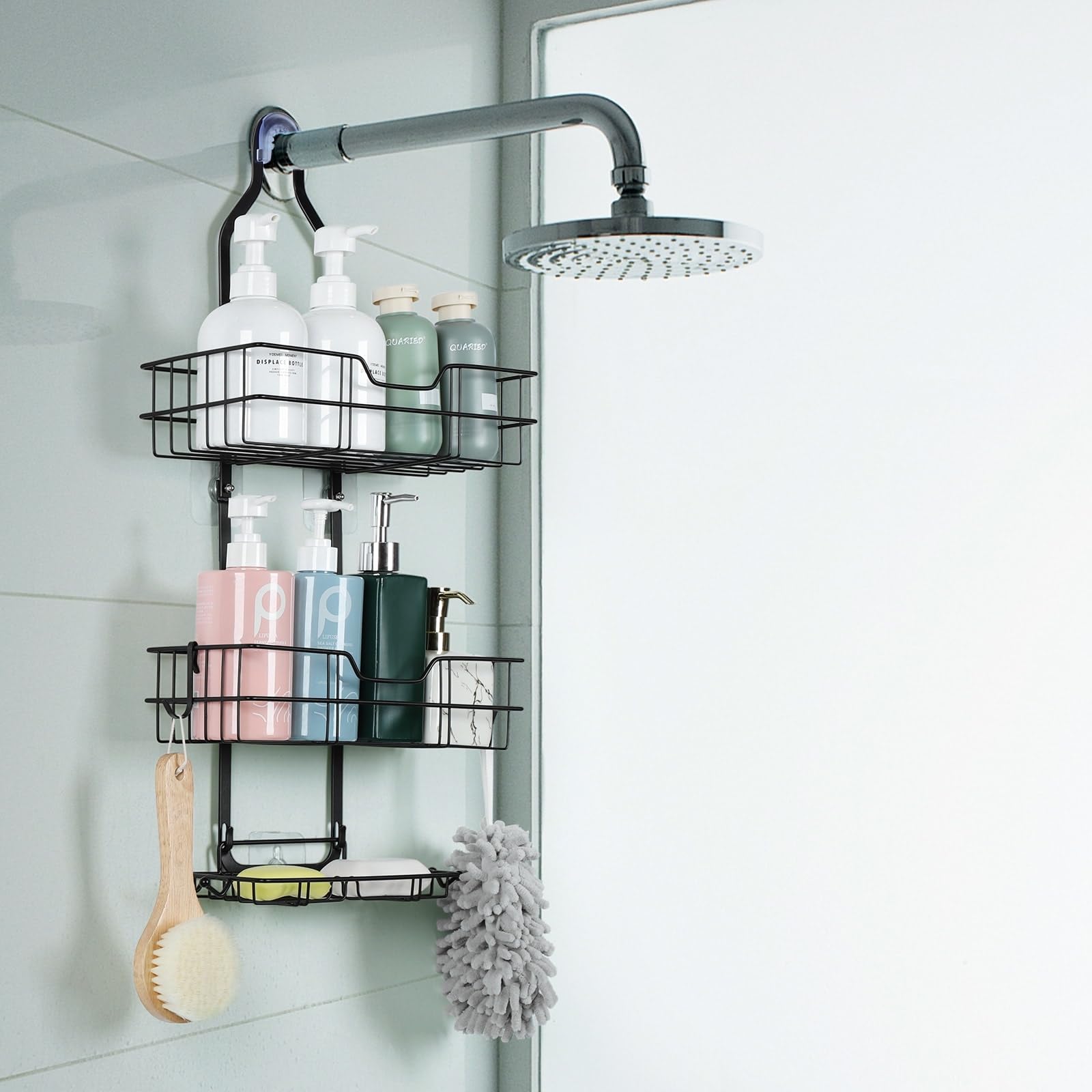 Overstock 3-Tier Bathroom Shower Caddy Black