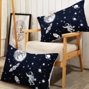 Datura home Astronaut Space Sheet Bedding Set 4Pcs Astronaut Space Rocket Printed Sheet Set with 1 Flat Sheet and 1 Fitted Sheet + 2 Pillowcases for Boys Bedroom(Space Astronaut Twin)