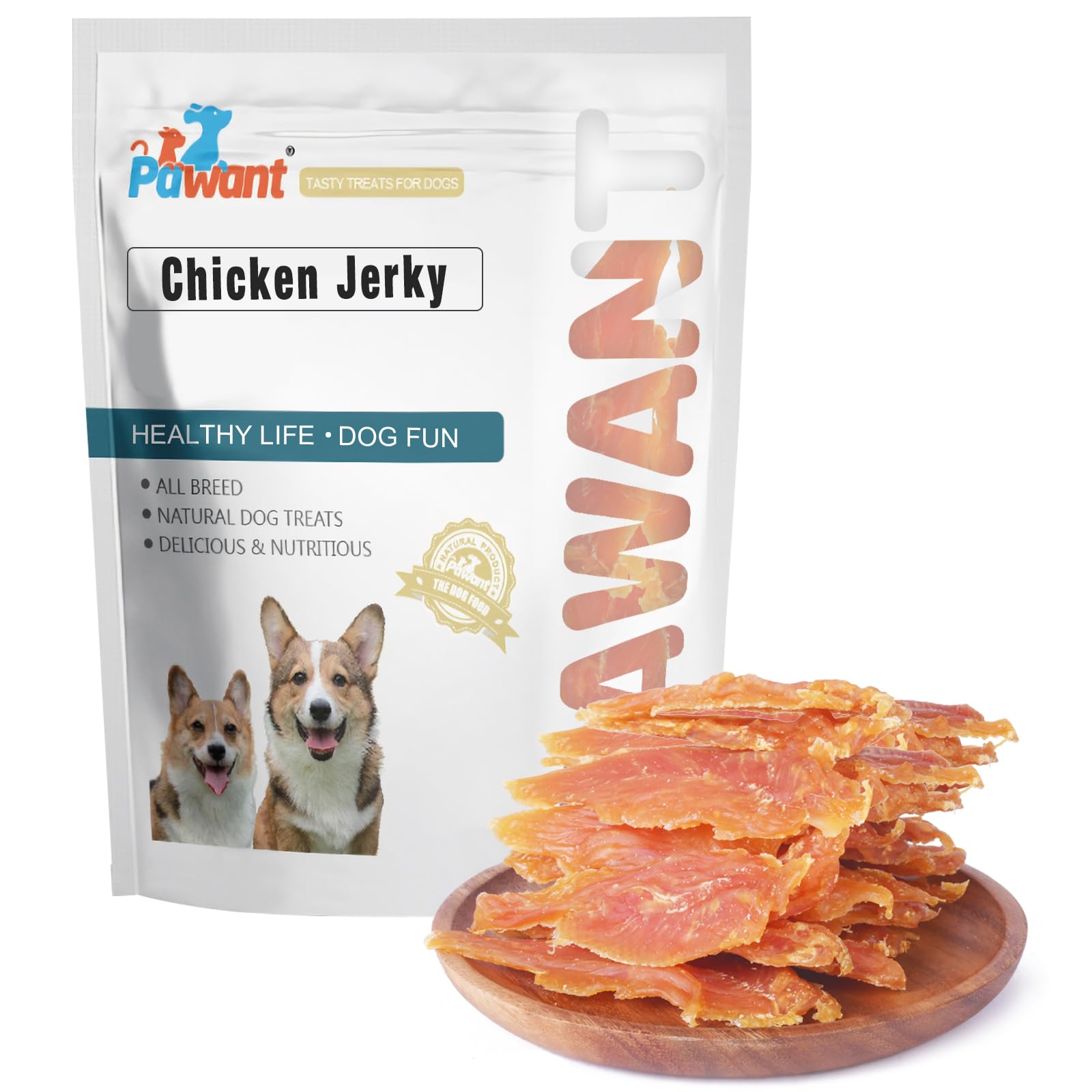 Pawant Chicken Jerky for Dogs Treats Training Snacks Dog Chew Treats Rawhide Free for Small and Large Dog 2lb/908g