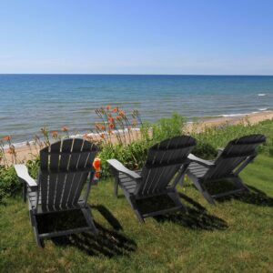 FUNBERRY Plastic Adirondack Chairs Set of 2,Folding Adirondack Chairs,Adjustable Backrest Adirondack Chair,Fire Pit Chairs,Resin Adirondack Chairs with Cup Holder,Composite Adirondack Chairs