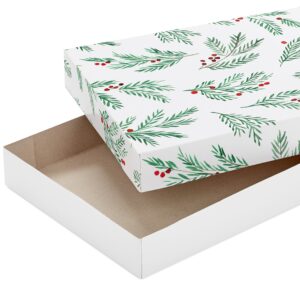 Hallmark Christmas Shirt Boxes for Presents (10 Clothes Boxes with Lids: 3 Small 11", 5 Medium 14", 2 Large 16") Red, Green and Black Plaid, Snowmen, Santa, Winter Greenery