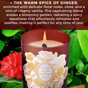 Cinnamon Ginger Blossom Wood Wick Scented Candle | Big Candle for Home Decor 10.6 oz Scented Soy Candle, Relaxing Candles for Women and Men, Aromatherapy Candle Gift