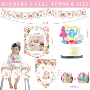 138 PCs Alice in Wonderland 1st Birthday Party Decorations, Hombae Alice in Onederland First Backdrop Balloon Garland Arrow Sign Monthly Photo Highchair Banner Box Cutout Cake Topper Crown Poster