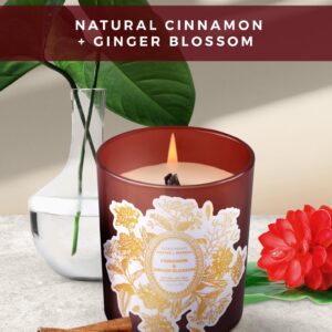 Cinnamon Ginger Blossom Wood Wick Scented Candle | Big Candle for Home Decor 10.6 oz Scented Soy Candle, Relaxing Candles for Women and Men, Aromatherapy Candle Gift