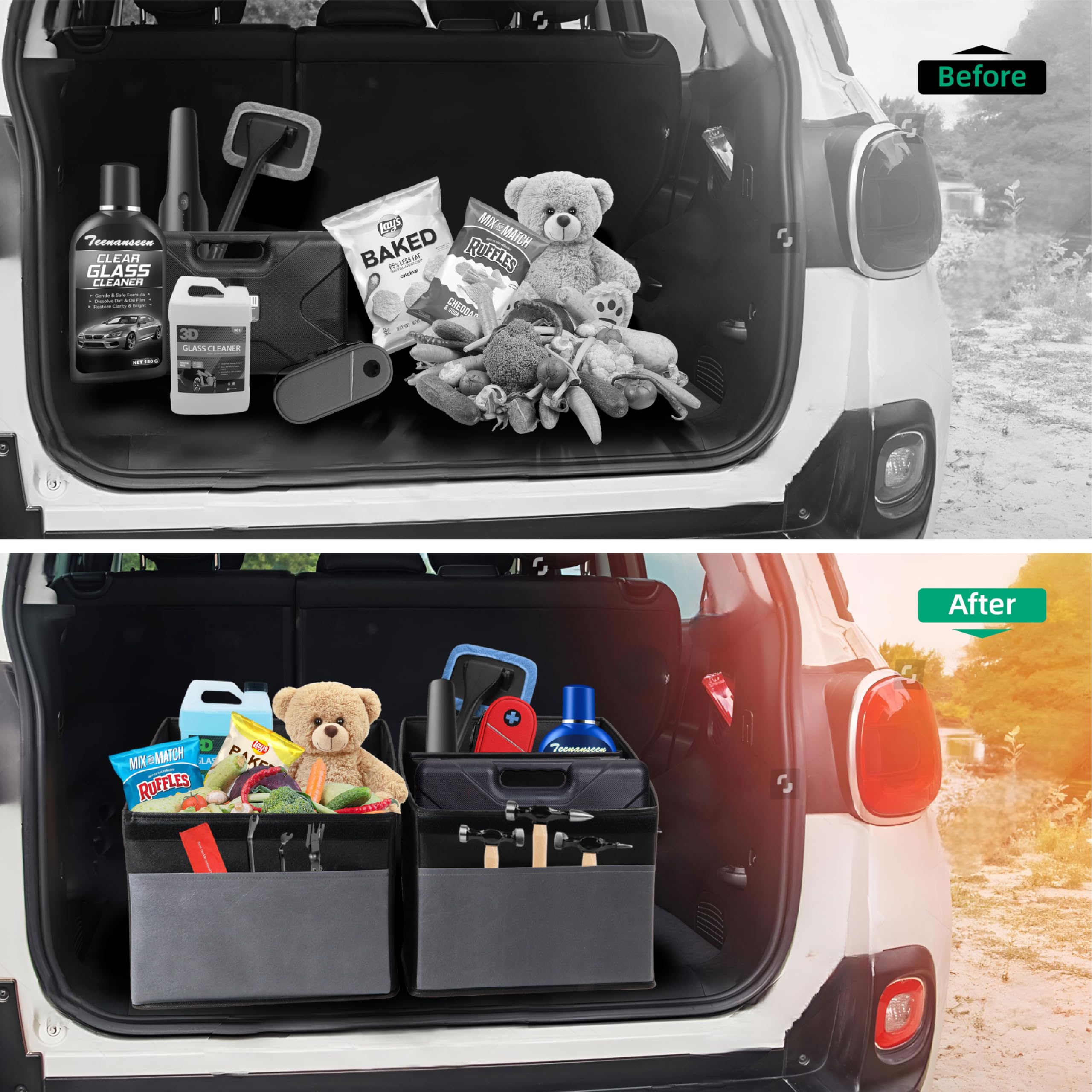 HOME SHARON Car Organizers and Storage, Trunk Organizer for Suv Car Trunk Organizers and Multipurpose Storage Bins